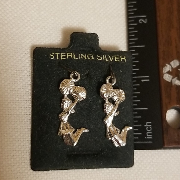 Sterling silver cheerleader earrings - Picture 2 of 2